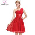 Grace Karin neues Modell Nice One Schulter Chiffon rotes kurzes Abschlussballkleid CL4106-1 #